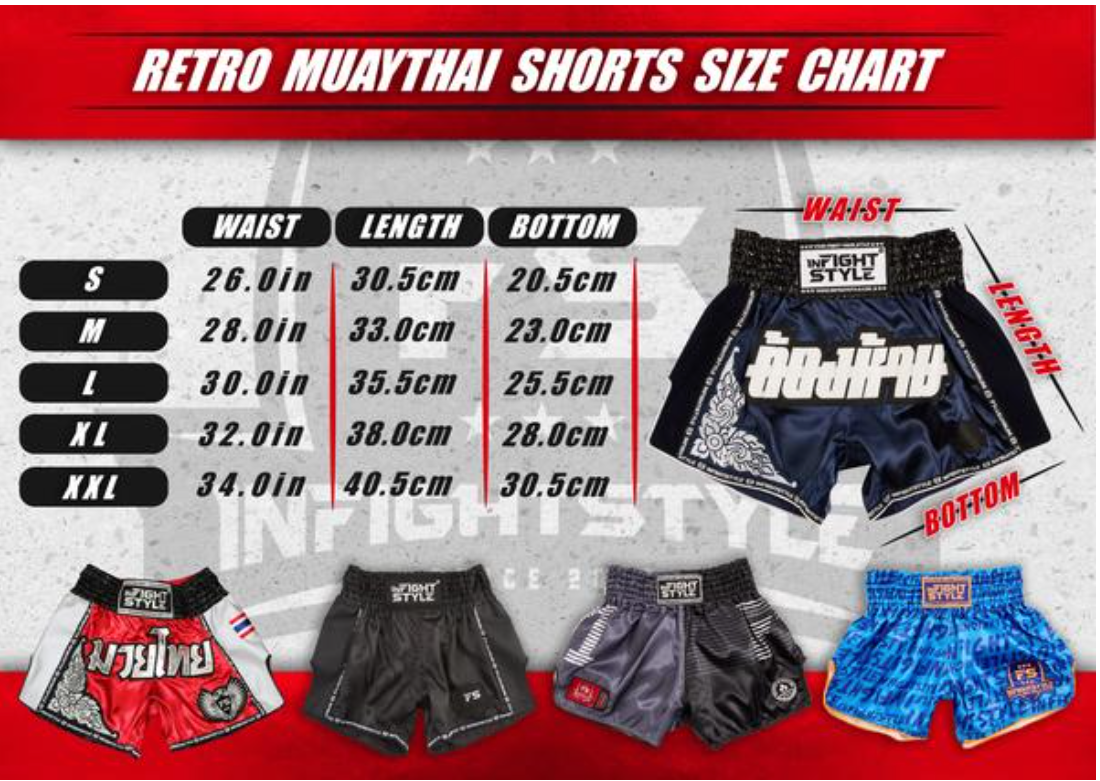 Mono Nylon Lotus Retro Muay Thai Training Shorts Midnight Blue