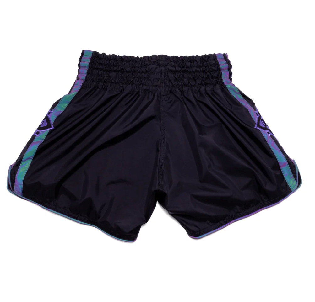 Incandescent Mono Nylon Lotus Muay Thai Athletic Training Shorts | Purple/Black Fusion INFIGHTSTYLE