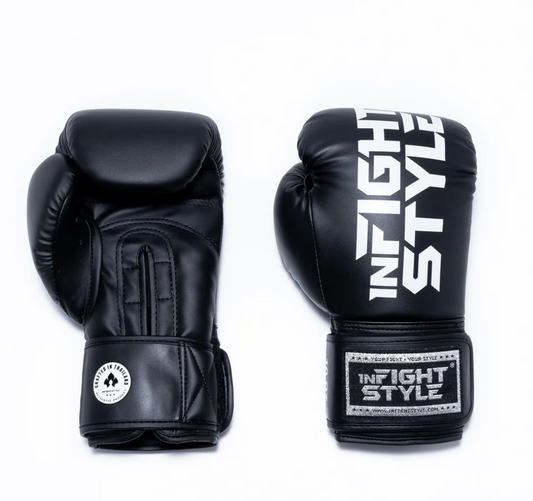 Infightstyle Pro Compact Muay Thai Boxing Glove | High-Grade Semi Leather | Black