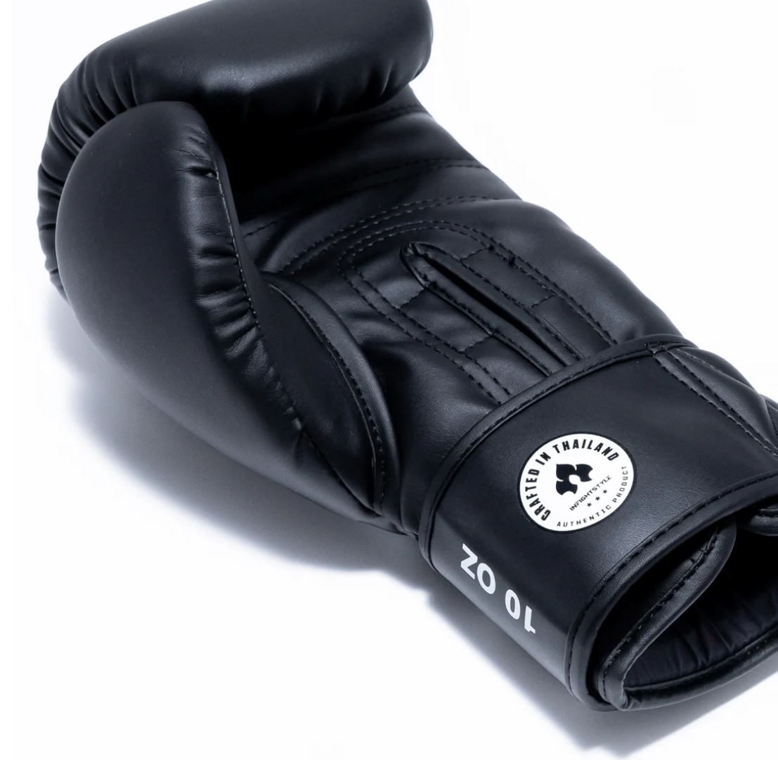Infightstyle Pro Compact Muay Thai Boxing Glove | High-Grade Semi Leather | Black
