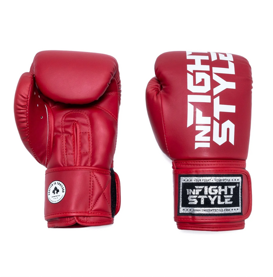 Infightstyle Pro Compact Muay Thai Boxing Glove | High-Grade Semi Leather | Red