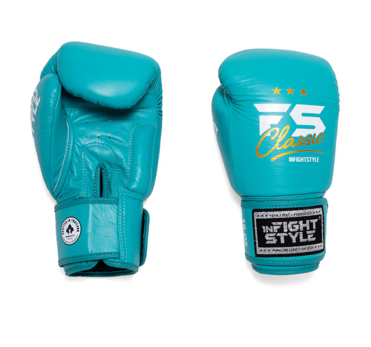 InfightStyle Muay Thai Boxing Pro Classic Gloves | Leather | Premium Fit | Teal