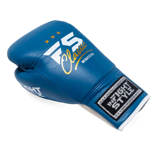 Heritage Lace Up Boxing Gloves - Classic Blue from InFightStyle offer padded protection and a secure fit for training.