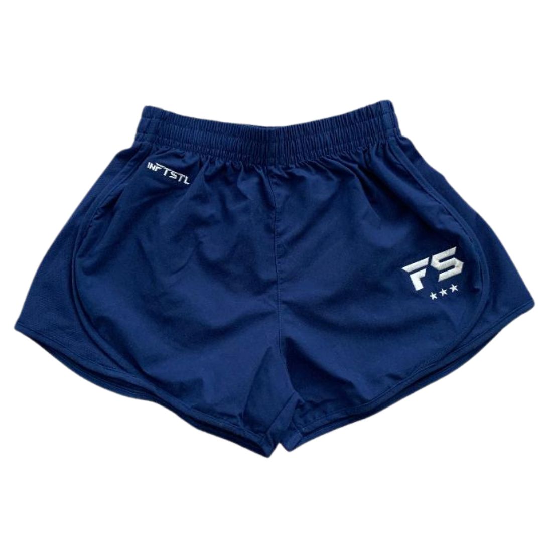 Ultimate Performance: EZ-Fight Muay Thai Athletic Training Shorts in Navy Blue, designed for comfort during workouts.