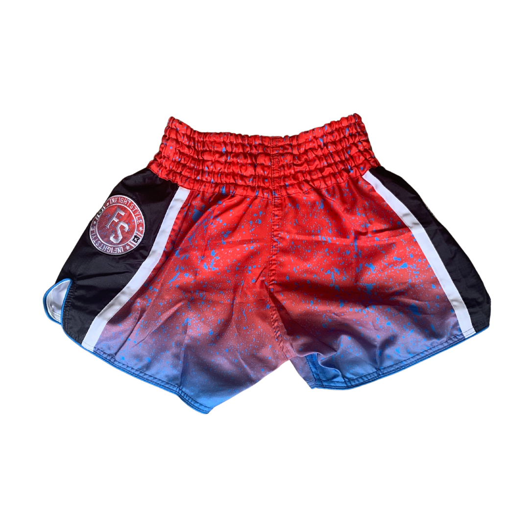 InFightstyle IVY Premium Muay Thai Short - Splatter -Red/Blue