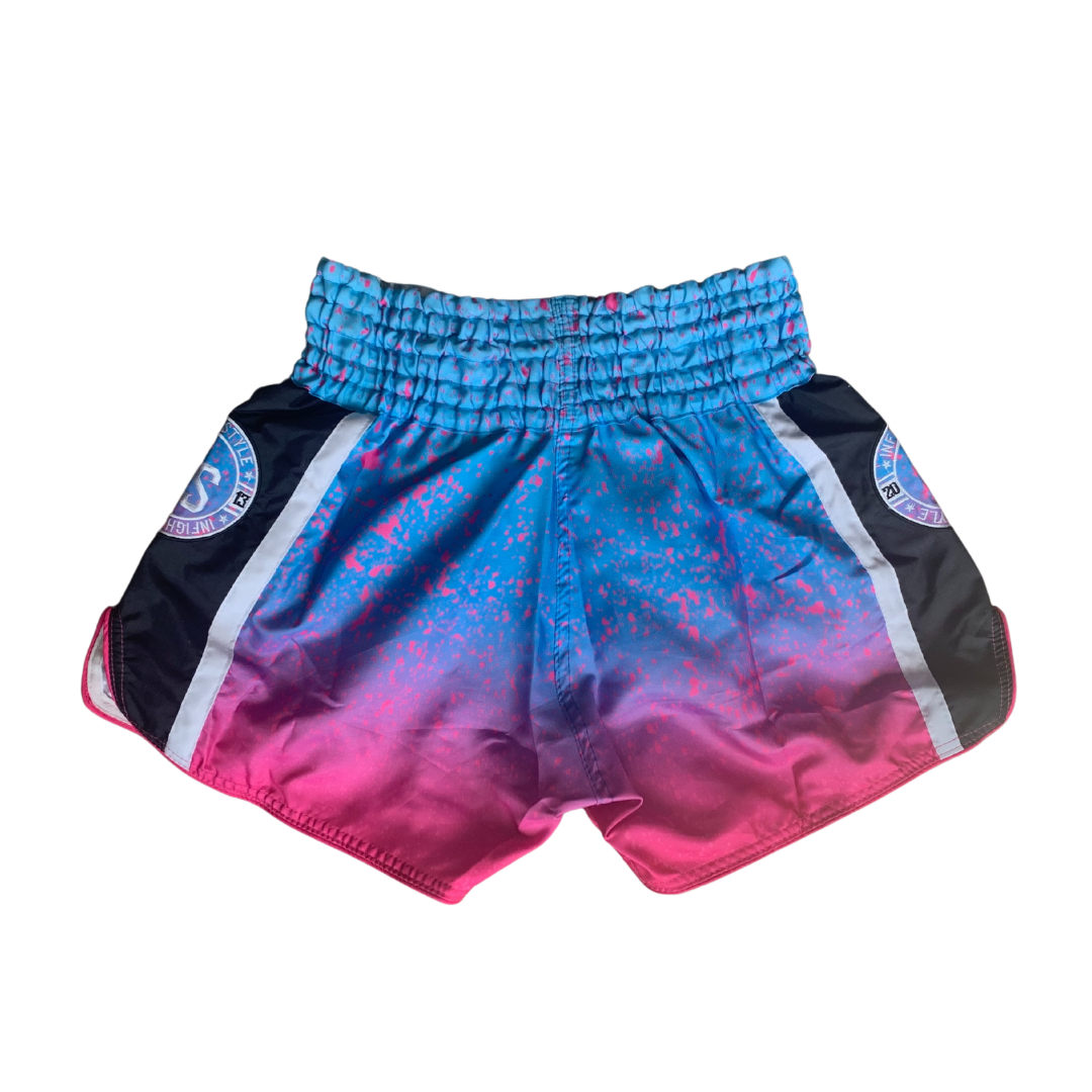 InFightStyle IVY Premium Muay Thai Short - Splatter -Blue/Pink