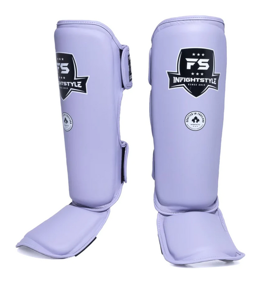 InFightStyle Pro Shinguards Semi Leather for Muay Thai & Kickboxing - Lavender InFightStyle Canada