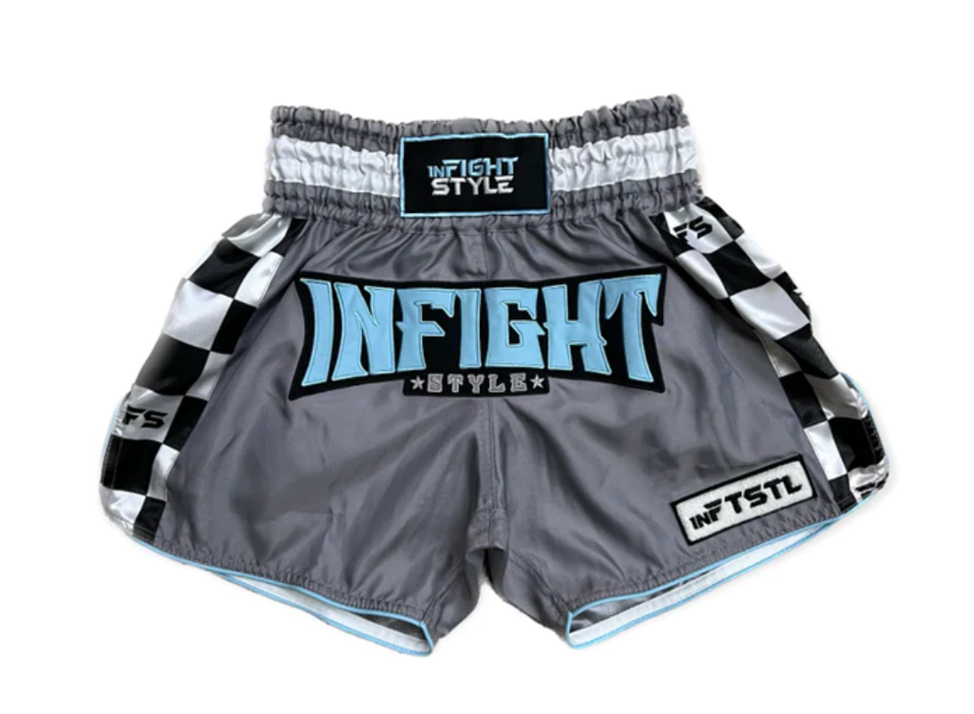 Powerful Strides | The Finish Line Muay Thai Athletic Training Short in Grey INFIGHTSTYLE