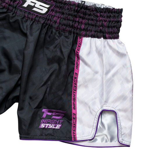 InFightStyle Retro Purple Muay Thai Training Shorts | Premium Comfort + Performance
