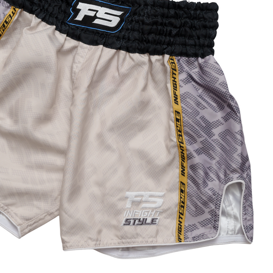 InFightStyle Retro Sand Classic Muay Thai Training Shorts | Premium Comfort + Performance