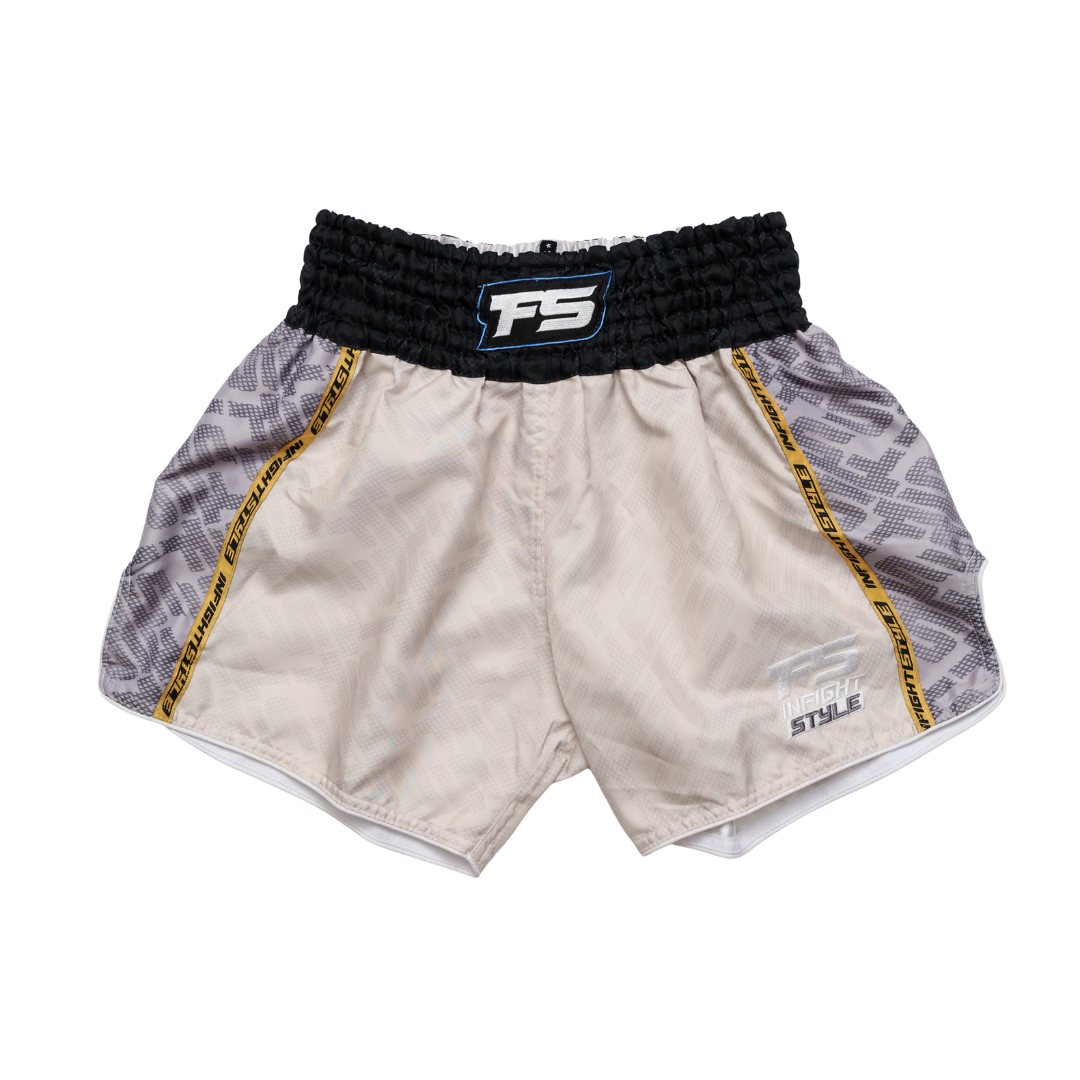 InFightStyle Retro Sand Classic Muay Thai Training Shorts | Premium Comfort + Performance