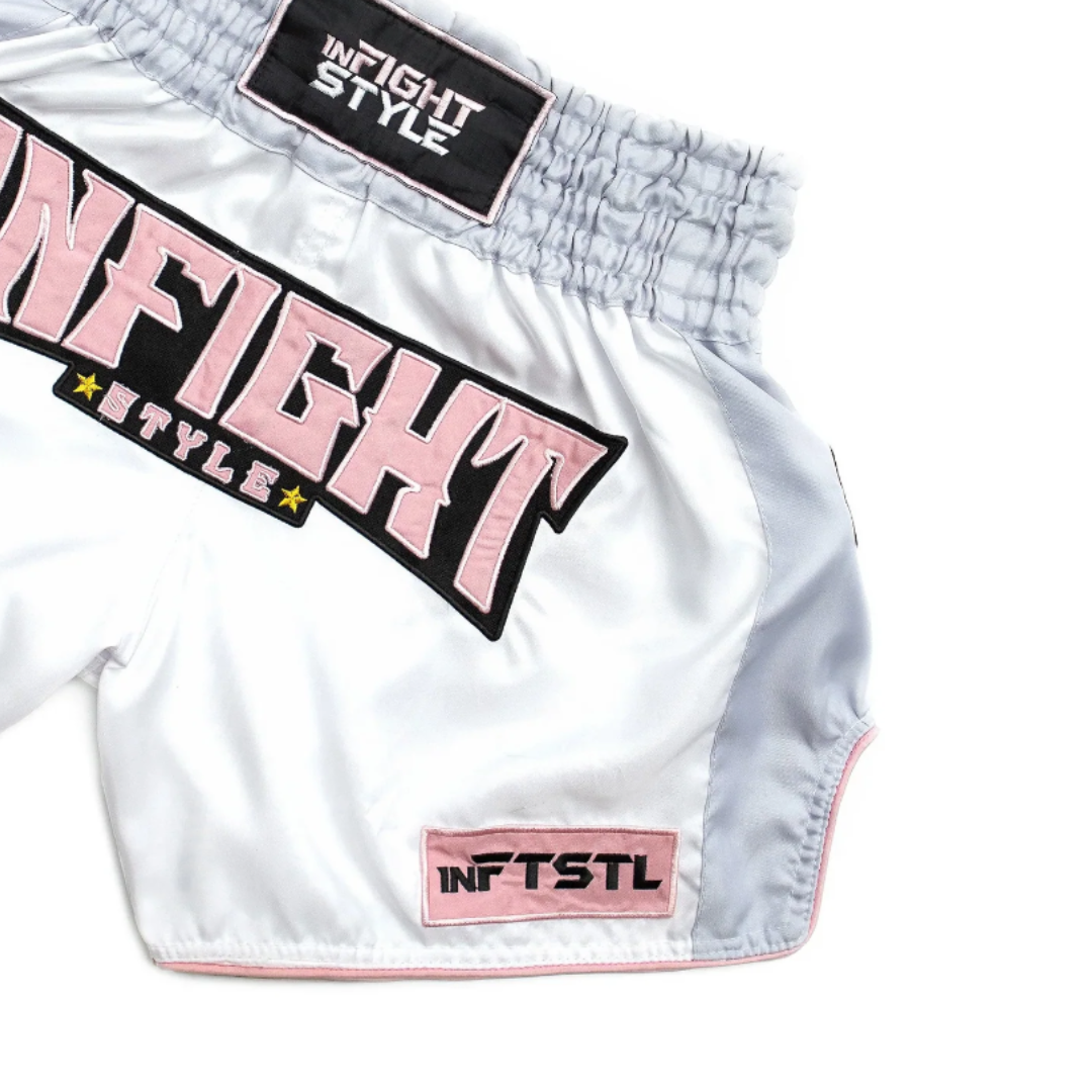 Tickets Retro Muay Thai Training Shorts Pink Blush Made In Thailand
