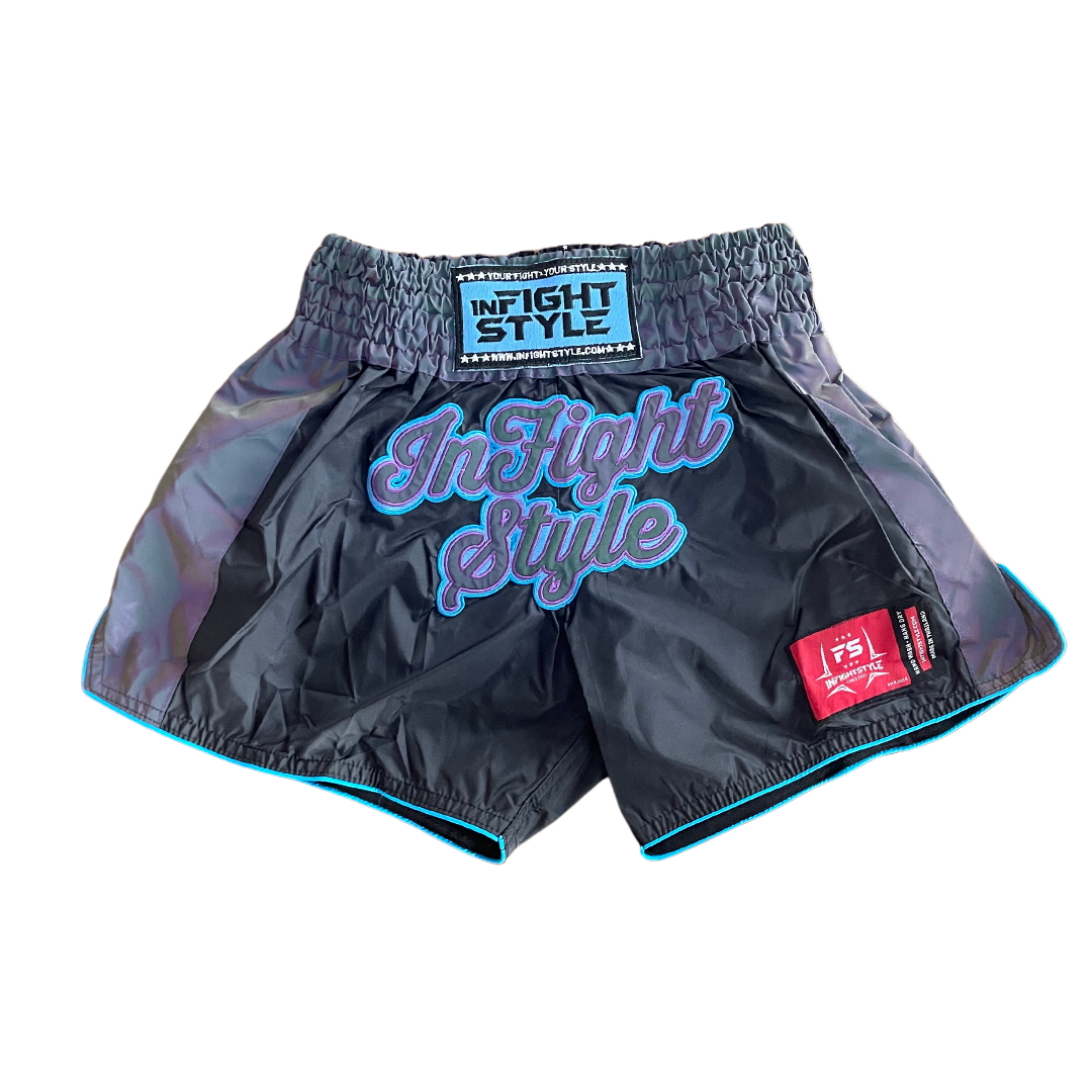 Elevate your Performance | Astro "Light Blue" Reflective Muay Thai Athletic Training Shorts