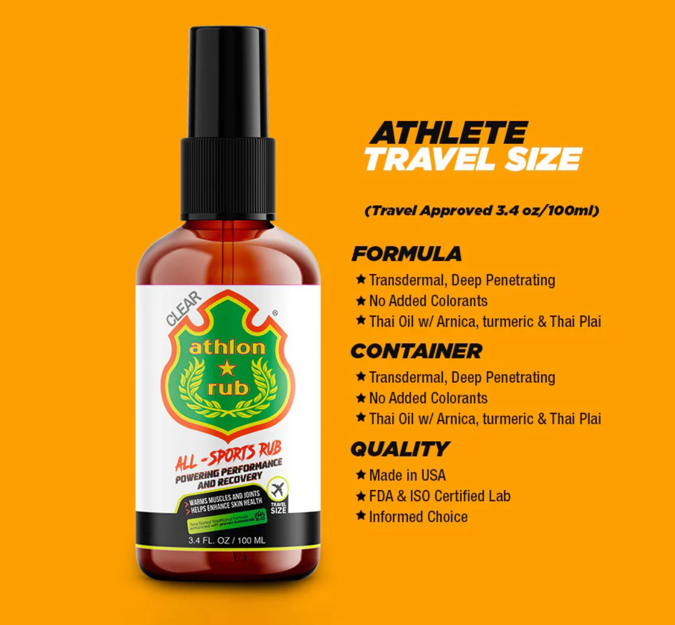 ATHLON MASSAGE OIL SPORTS RUB (TRAVEL SIZE) | 100 ML Small Size