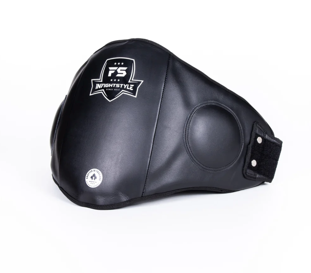 FS Classic Muay Thai Belly Pad | Semi Leather | Shock Absorbent Protection | Black