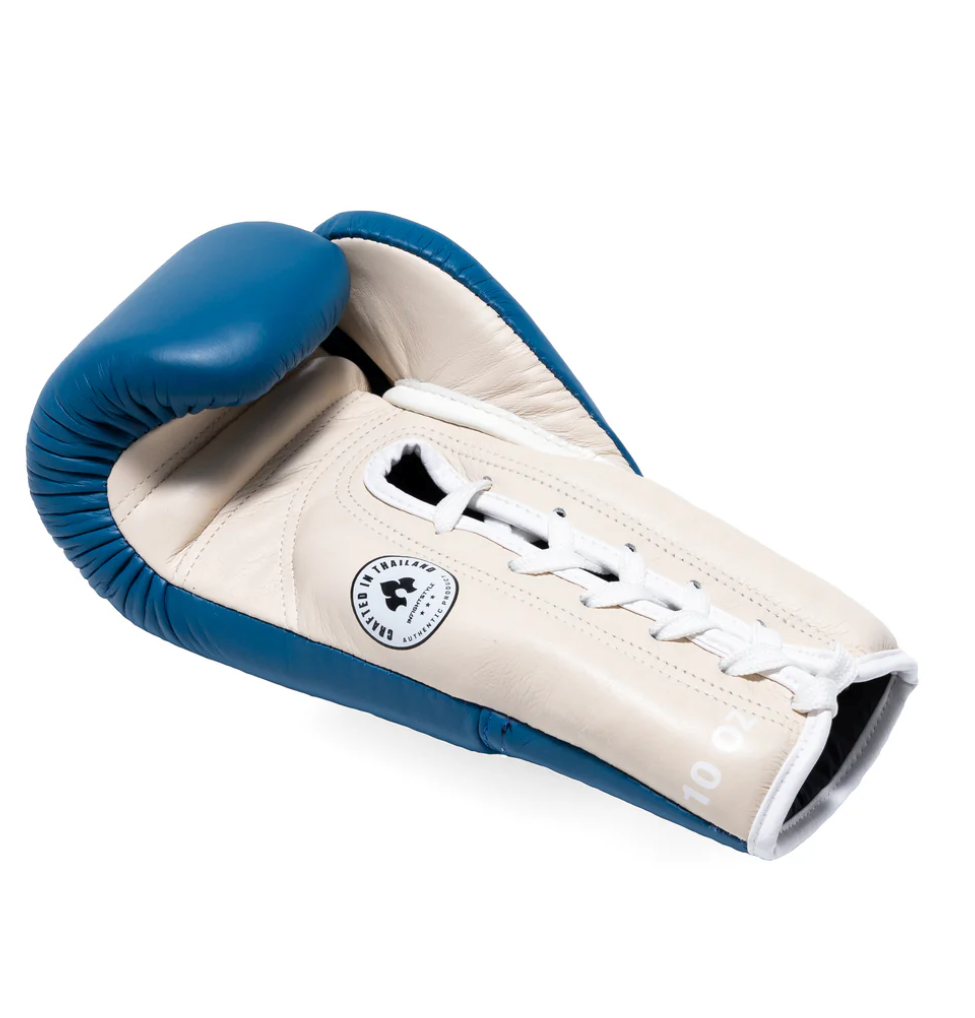 Heritage Lace Up Boxing Gloves - Classic Blue feature soft padding and secure lace-up closure for optimal training performance.