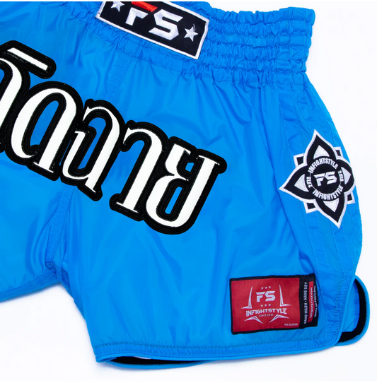 Mono Nylon Lotus Noen Blue Muay Thai Shorts