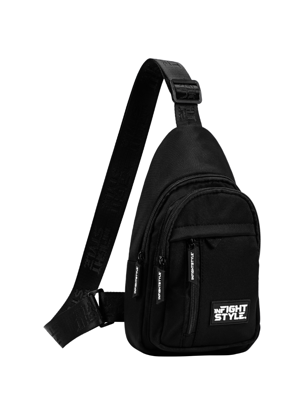Limited Edition Urban Sling Bag in black with multiple zip pockets and Infight Style branding.