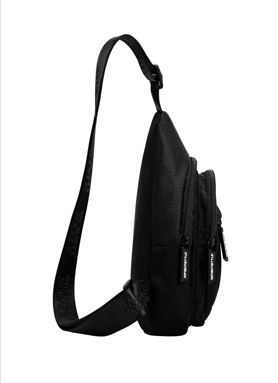 Limited Edition Urban Sling Bag in black with multiple zip pockets and a wide adjustable crossbody strap.