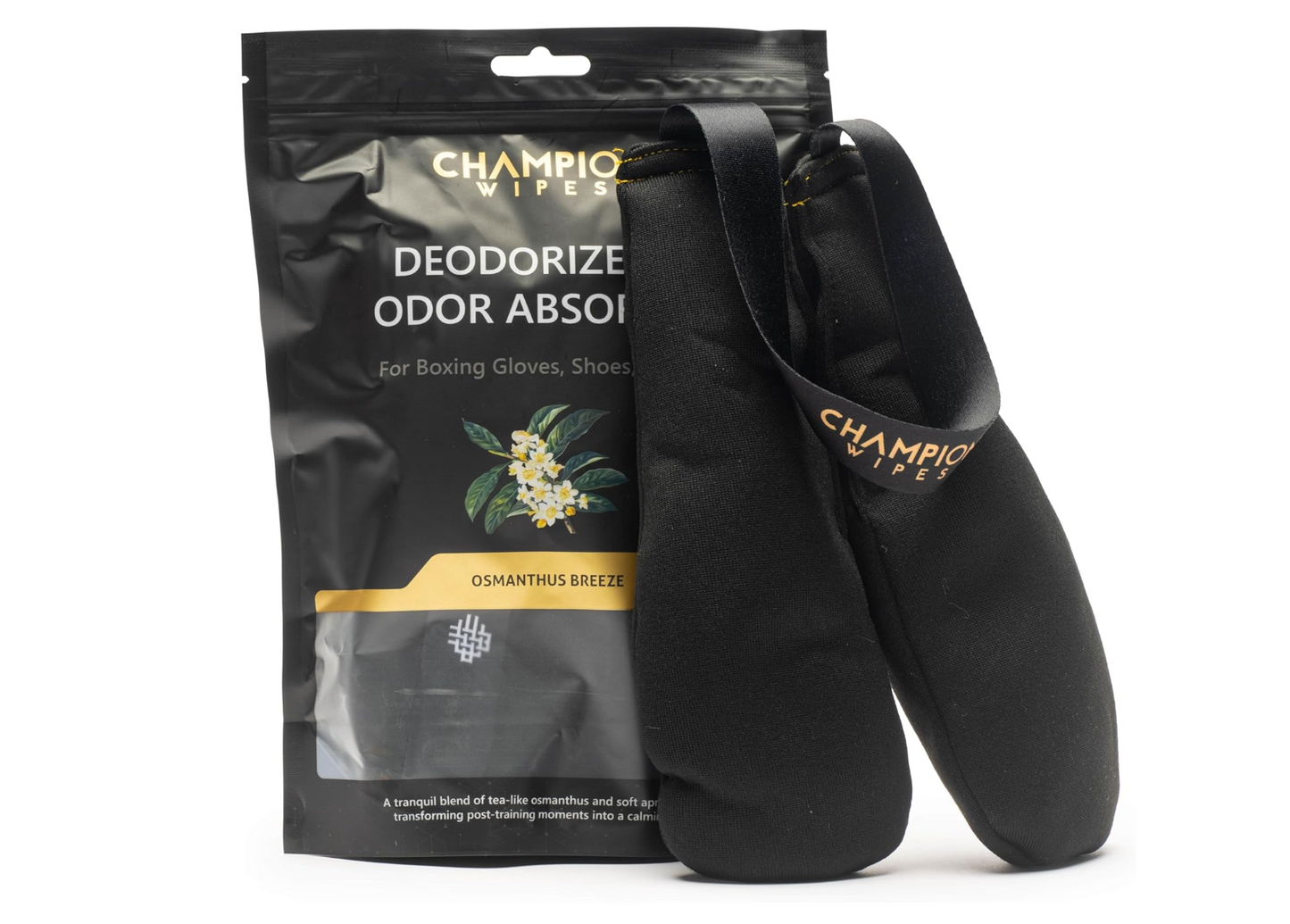 Deodorizer & Odor Absorbing Inserts for Boxing Gloves and All Sports Equipment | Bamboo Charcoal Absorption | Easy Pull Dual-Pouch Design