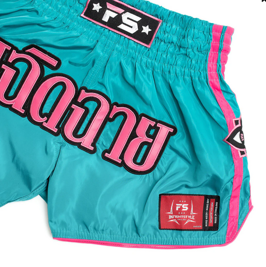 Nylon Lotus Retro Muay Thai Training Shorts | Miami Tone