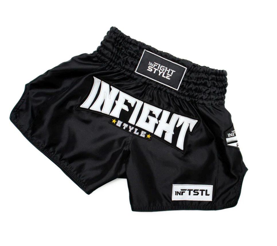 Tickets Retro Domino Muay Thai Training Shorts - Made In Thailand - Black