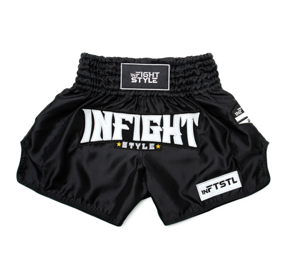 Tickets Retro Domino Muay Thai Training Shorts - Made In Thailand - Black