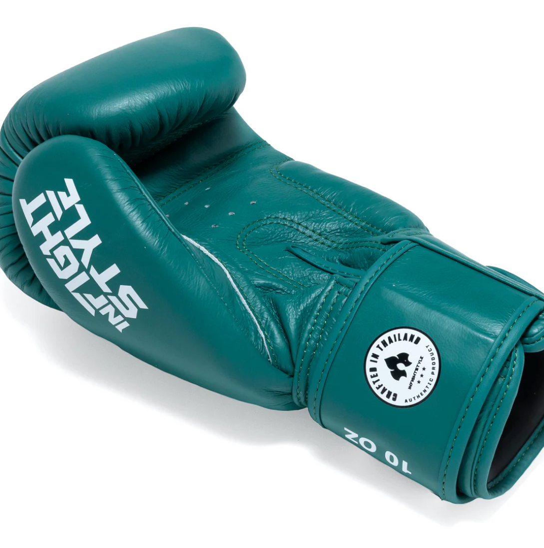 InfightStyle Muay Thai Boxing Pro Classic Gloves | Leather | Premium Fit | Antique Green