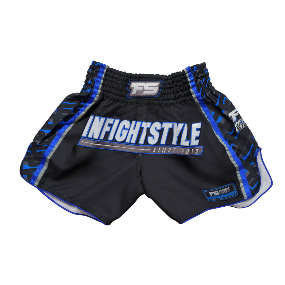 InFightStyle Retro Blue Muay Thai Training Shorts | Premium Comfort + Performance