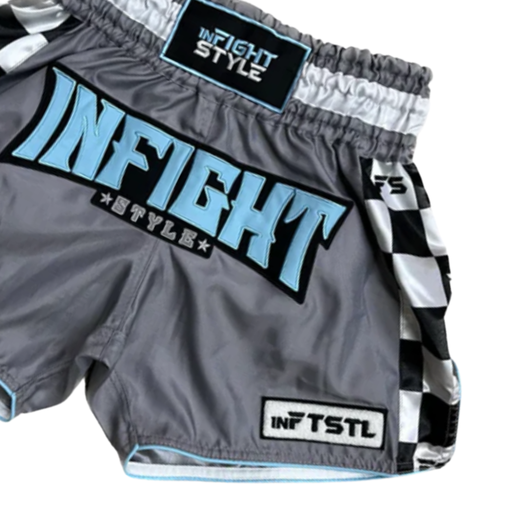 Powerful Strides | The Finish Line Muay Thai Athletic Training Short in Grey INFIGHTSTYLE