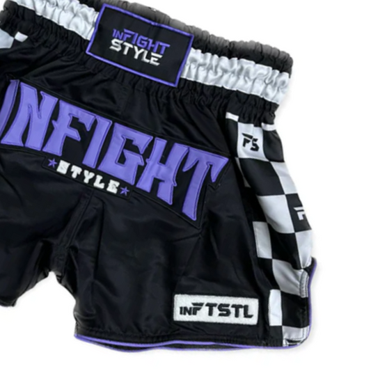 FINISH LINE MUAY THAI TRAINING RETRO SHORTS - PURPLE/BLACK