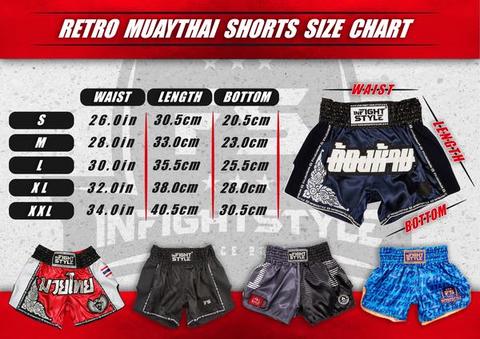 InFightStyle Nylon Lotus Retro Muay Thai Shorts - Black