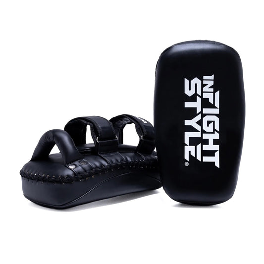 Infightstyle Double Strap Semi Leather Muay Thai Kick Pad - Black