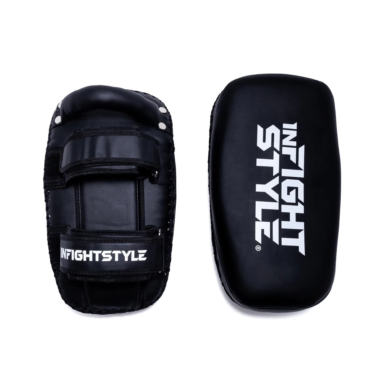 Infightstyle Double Strap Semi Leather Muay Thai Kick Pad - Black