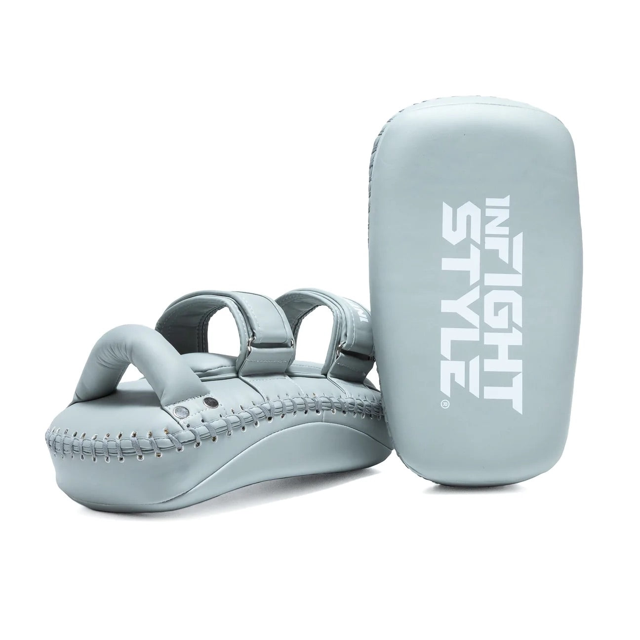 Infightstyle Double Strap Semi Leather Muay Thai Kick Pad - Storm Grey