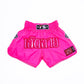 Mono Nylon Lotus Retro Muay Thai Shorts - Neon Pink