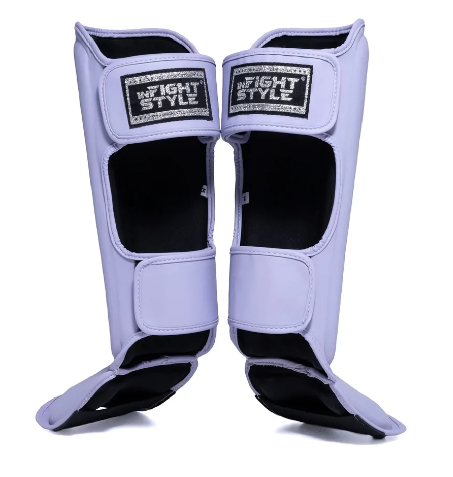 InFightStyle Pro Shinguards Semi Leather for Muay Thai & Kickboxing - Lavender