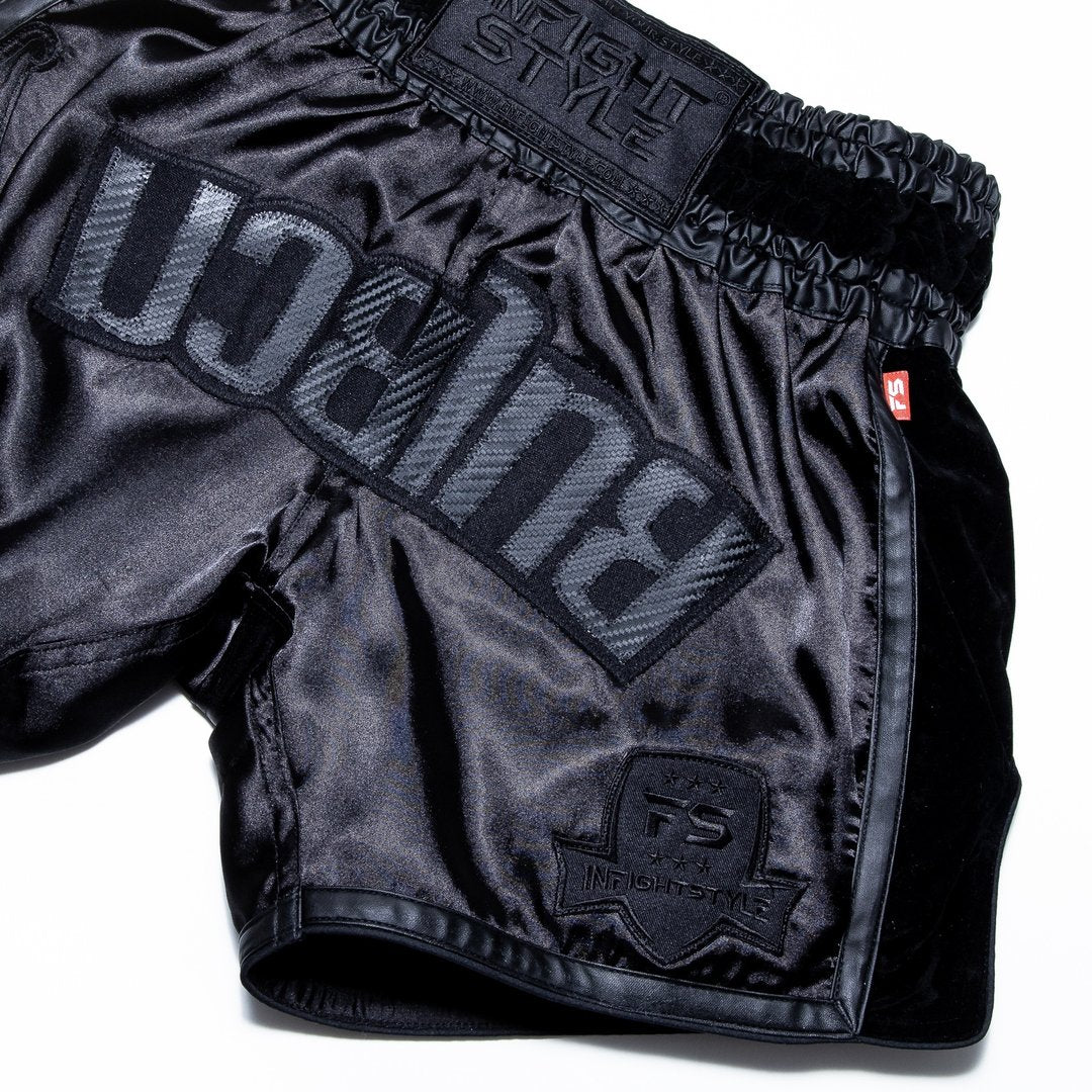 InFightStyle RT20 Retro Muay Thai Athletic Training Shorts - Vanta Black