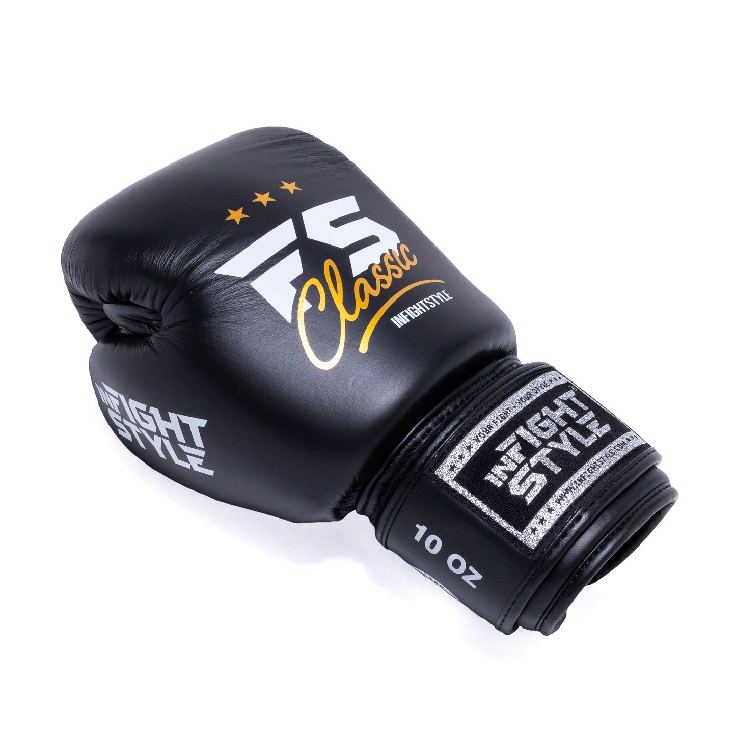 InfightStyle Muay Thai Boxing Pro Classic Leather Gloves - Black