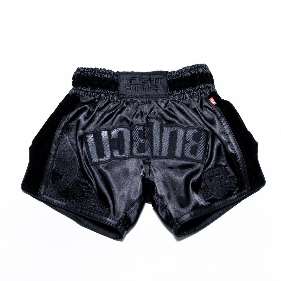 InFightStyle RT20 Retro Muay Thai Athletic Training Shorts | Vanta Black