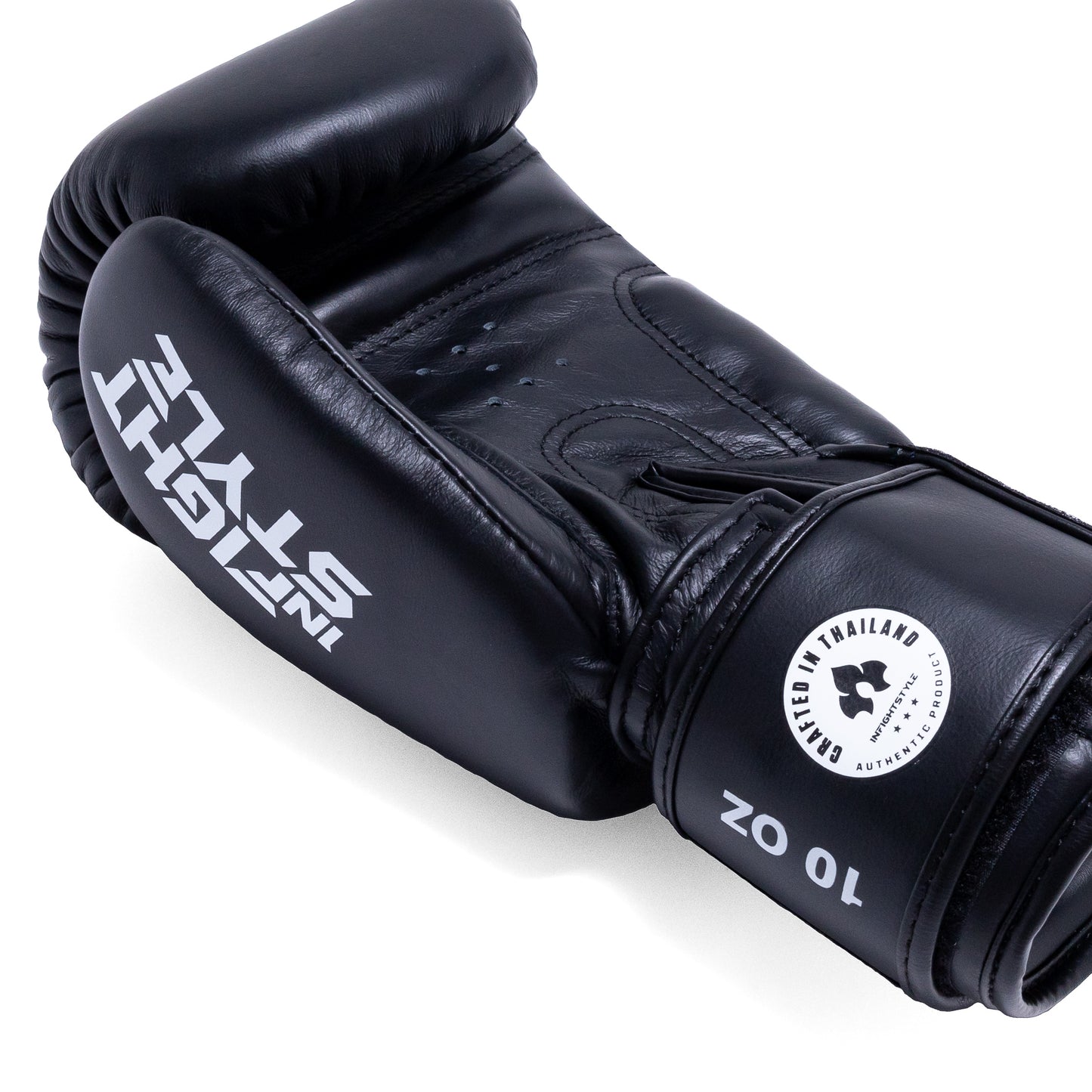 InfightStyle Muay Thai Boxing Pro Classic Leather Gloves - Black