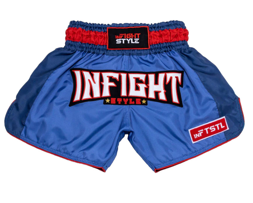 Infightstyle Big Ticket Muay Thai Athletic Training Short | Red/Blue InFightStyle Canada
