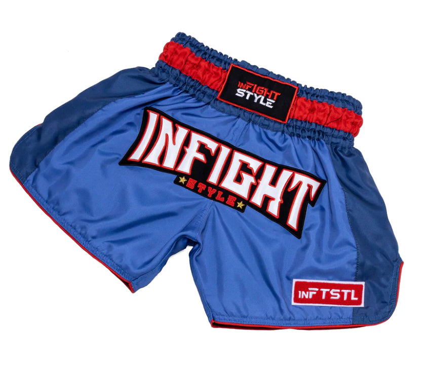 Infightstyle Big Ticket Muay Thai Athletic Training Short | Red/Blue InFightStyle Canada